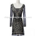 Moda Curta Sexy Cocktail Dress Patterns Bling Bling Vestido Long Sleeves Prom Dress